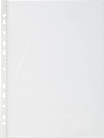 Pack of 100 50 Micron A4 Clear Polypropylene Punched Pockets