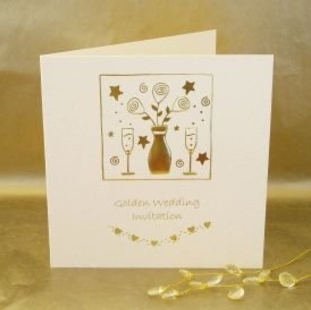 Pack of 5 Golden Wedding Anniversary Invitations