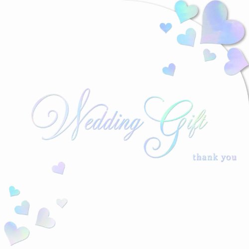 Pack of 6 Silver Foil Hearts Wedding Gift Thank You Cards