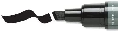 Pack of 10 Black Permanent Marker Pen Chisel Tip by Q Connect