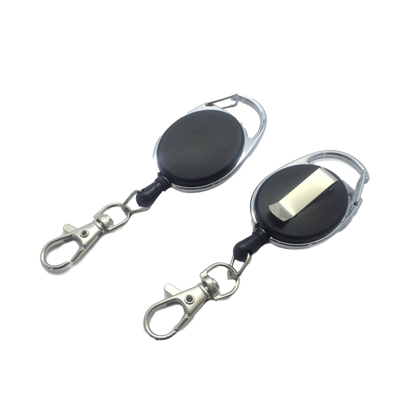 Black Solid Keyreel With Carabiner