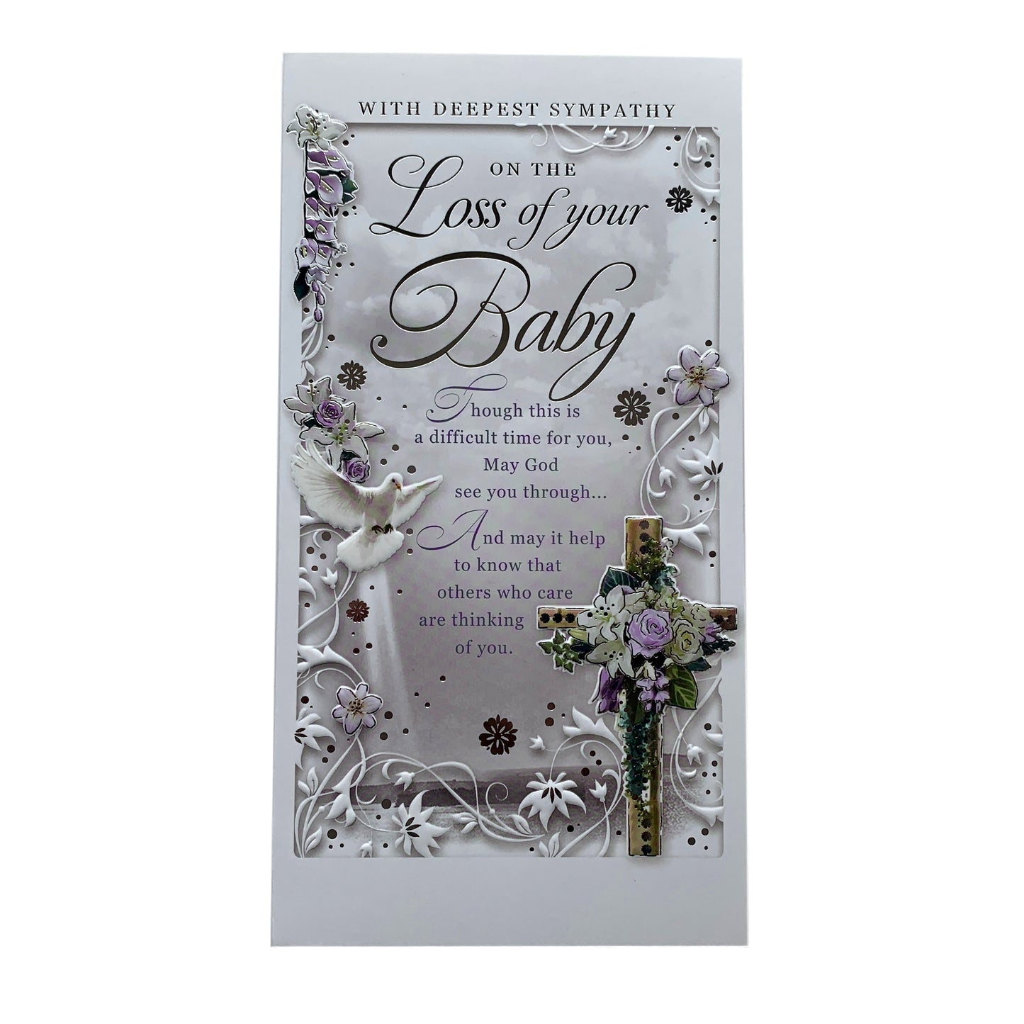 On The Loss of Your Baby Religious Cross Design Sympathy Opacity Card