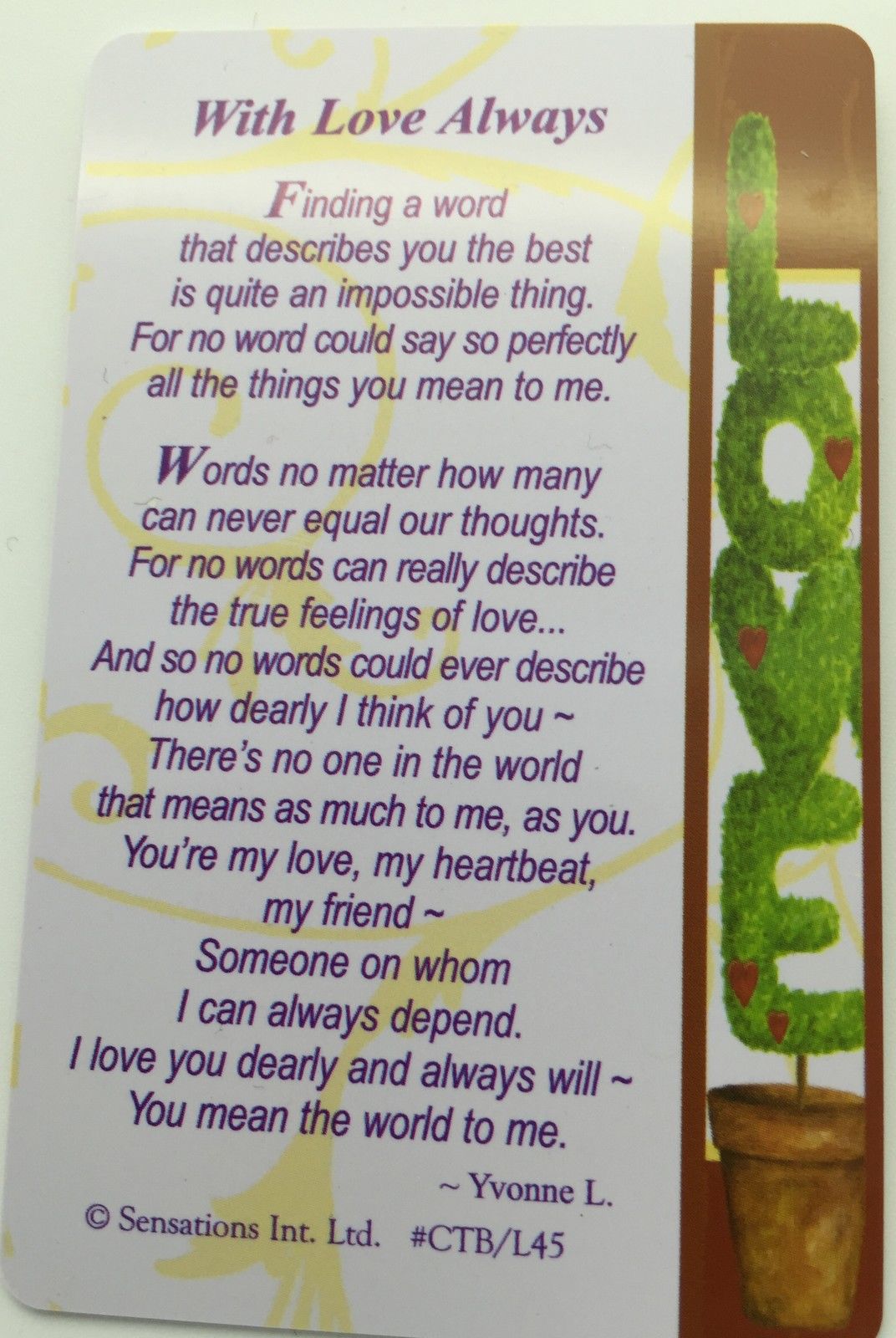 With Love AlwaysTo A Very Special Mum....Wallet Card (Sentimental Keepsake Wallet / Purse Card)