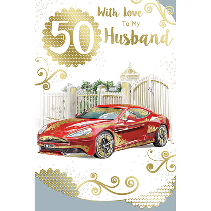 With Love To My Husband 50th Birthday Celebrity Style Greeting Card
