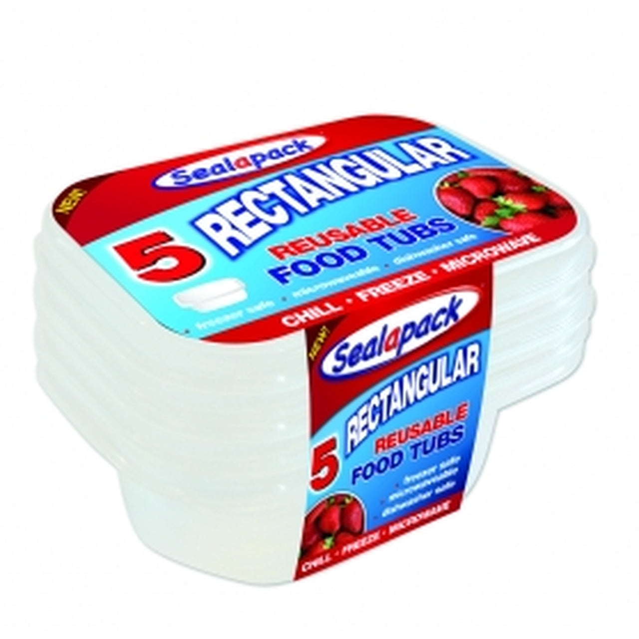 Pack of 5 Rectangular Reusable Food Tubs (10cm x 6cm)