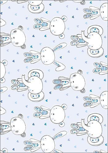 Cute Blue Animal Characters Gift Wrap 2 Sheets 2 Tags
