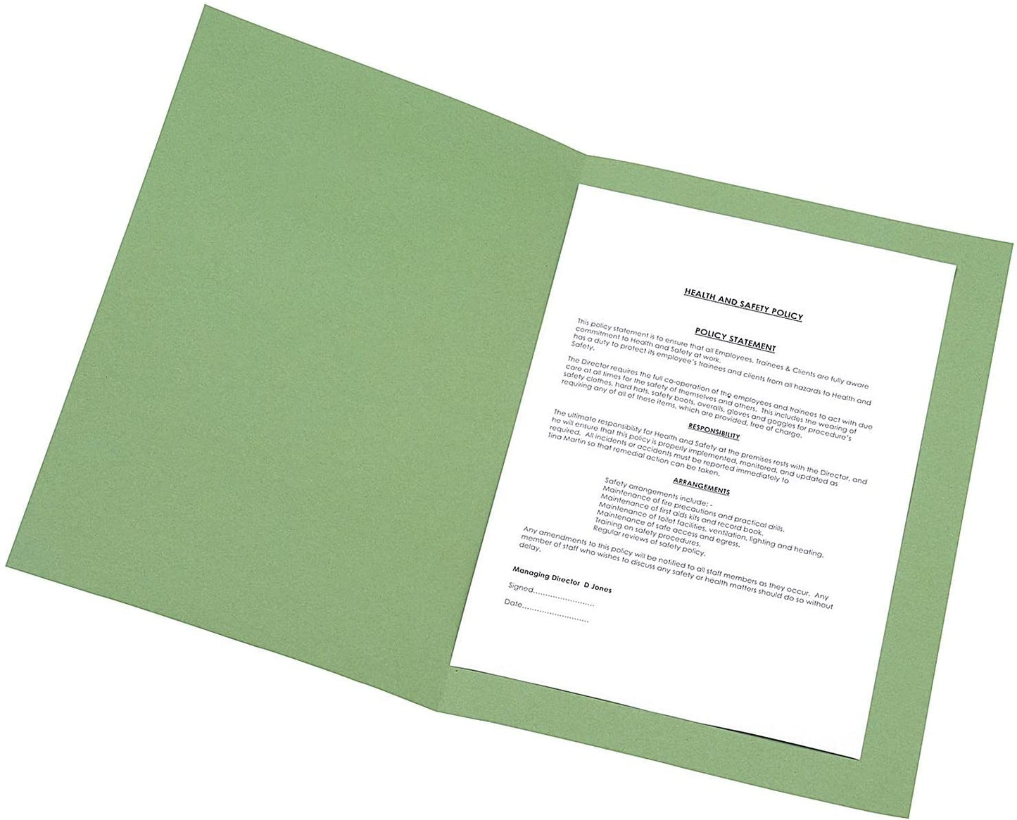 Square Cut Folder Mediumweight 250gsm Foolscap Green (Pack of 100)