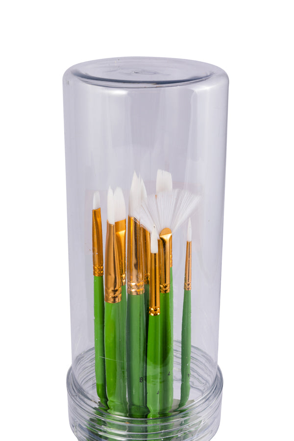 Pack of 10 Synthetic Long Handle Brush Set