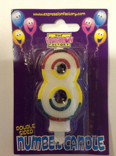 Double Sided 8th Birthday Cake Candle by Monster Parties