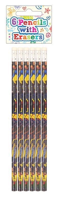Pack of 6 Superhero Pencils with Erasers