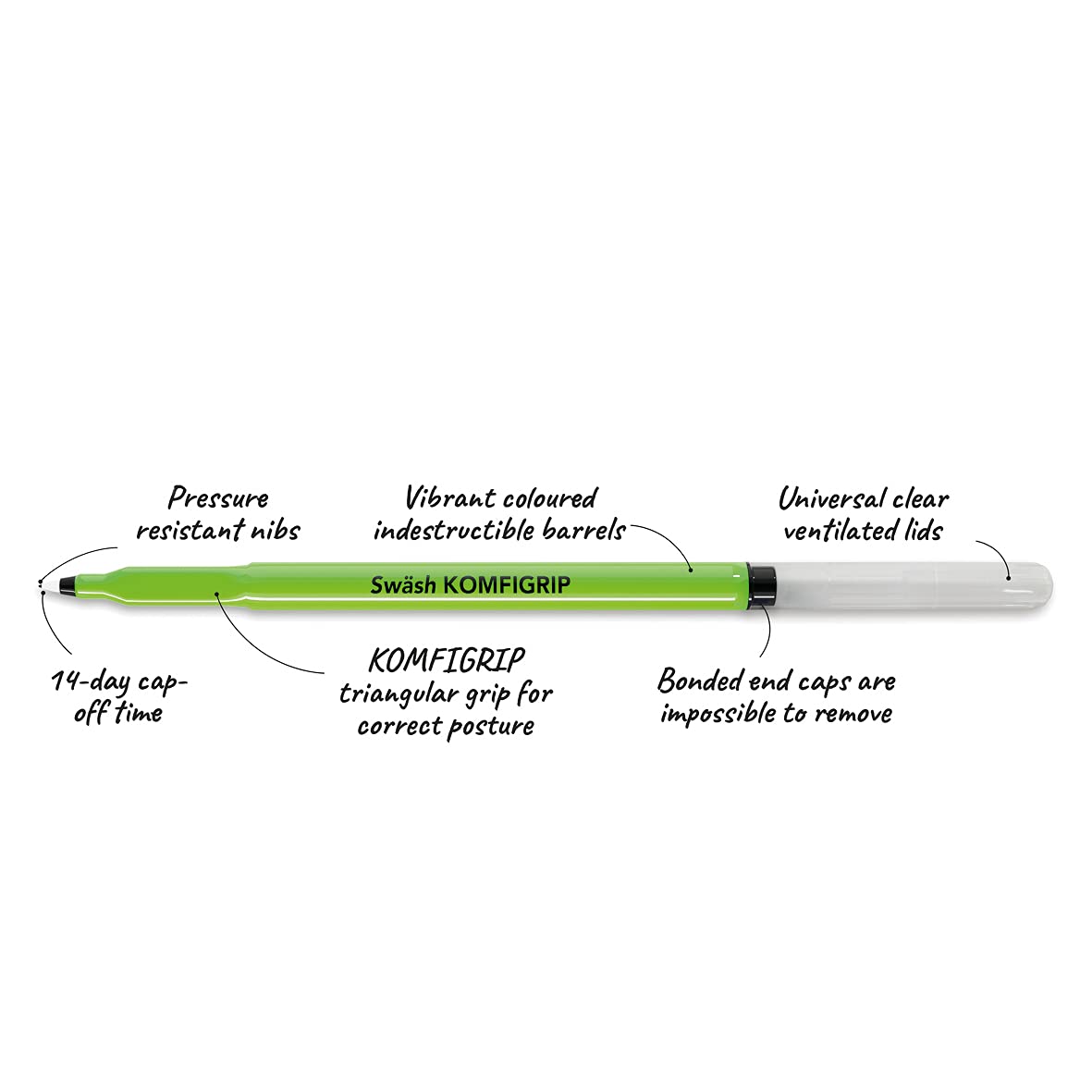 Box of 300 Swash KOMFIGRIP Handwriting Black Pens