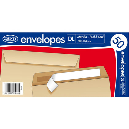 Pack of 50 DL Peel & Seal Manilla Envelopes