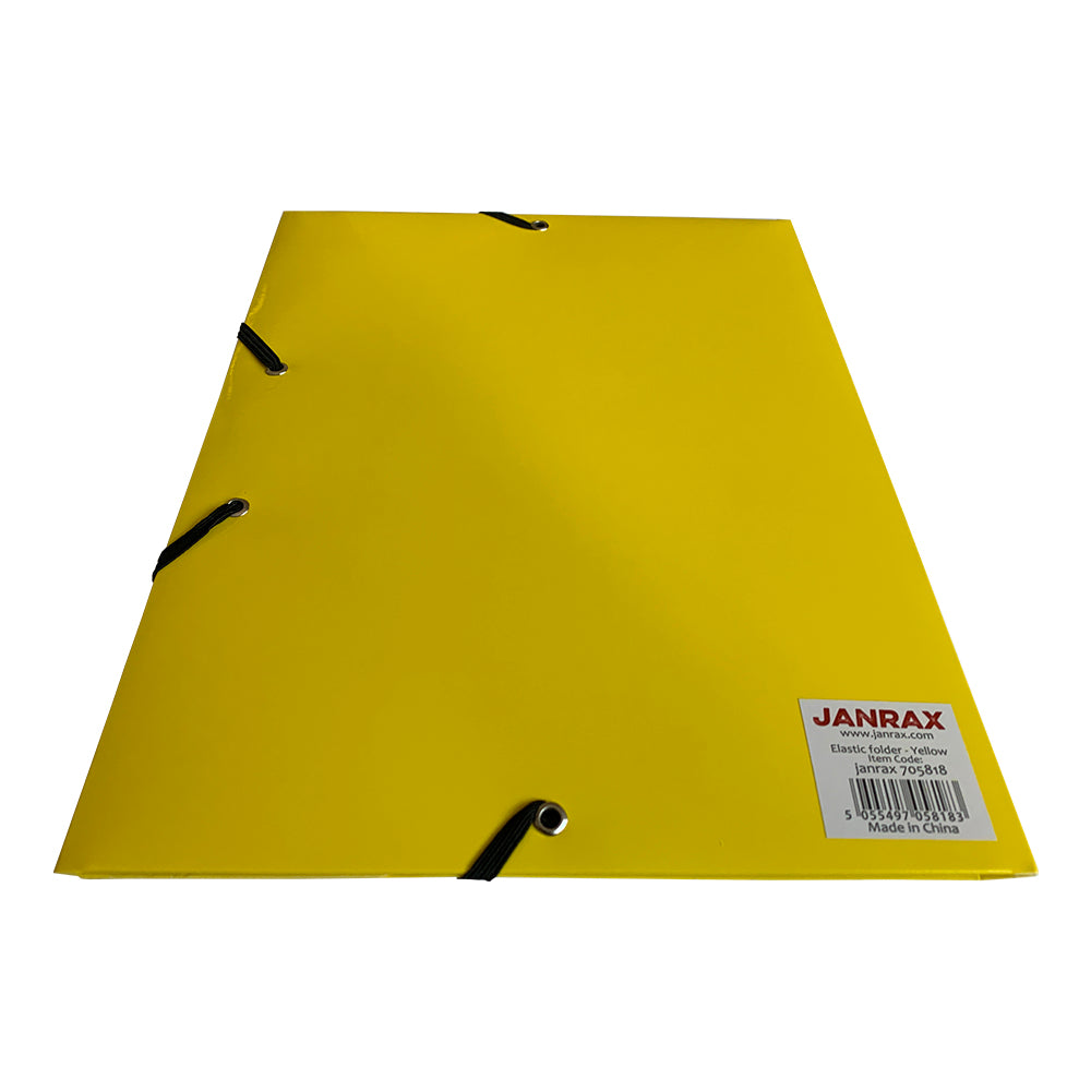 Janrax A4 Yellow Laminated Card 3 Flap Folder with Elastic Closure