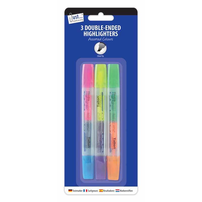 3 Double-Ended Highlighters 6 Colours
