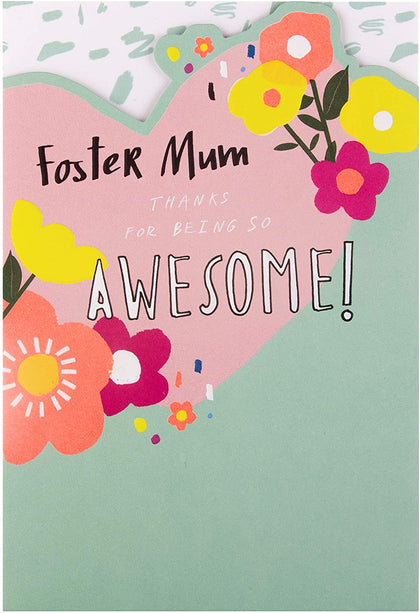 Mother's Day Card for Foster Mum Embossed Text Design