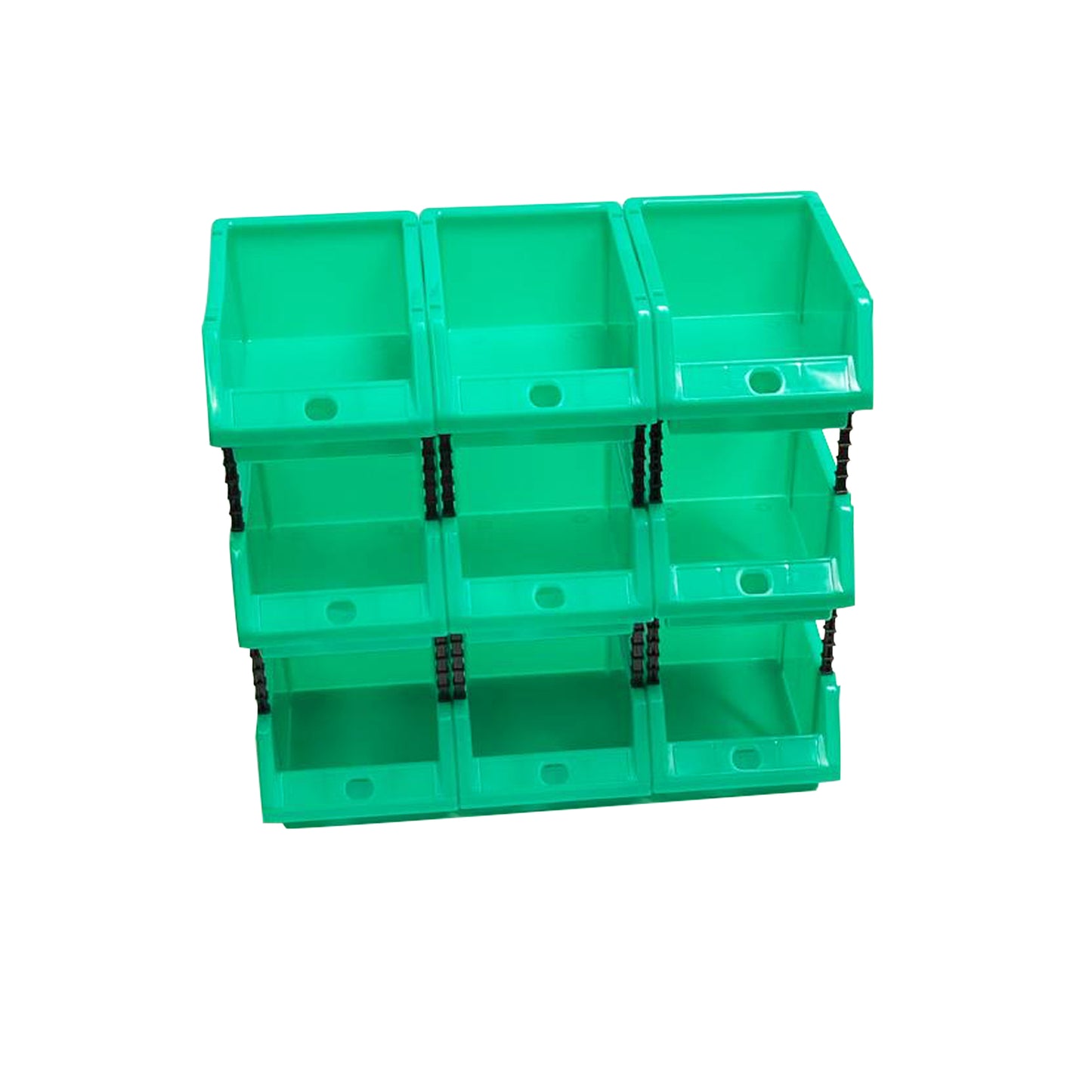 Set of 30 Stackable Green Storage Pick Bins with Riser Stands 170x118x75mm