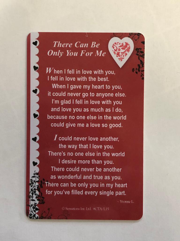 Sentimental Keepsake Wallet / Purse Card There Can be Only You for Me