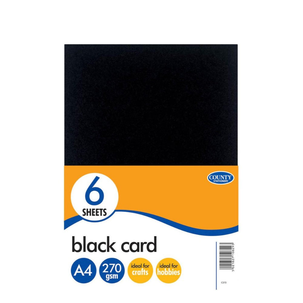 6 A4 Black Card Pack 270gsm