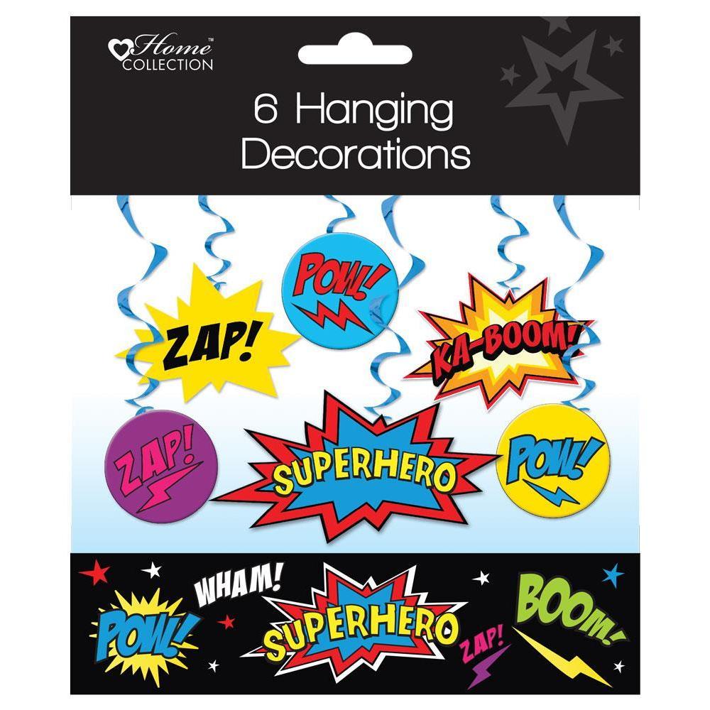 Pack of 6 Superhero Hanging Decoration