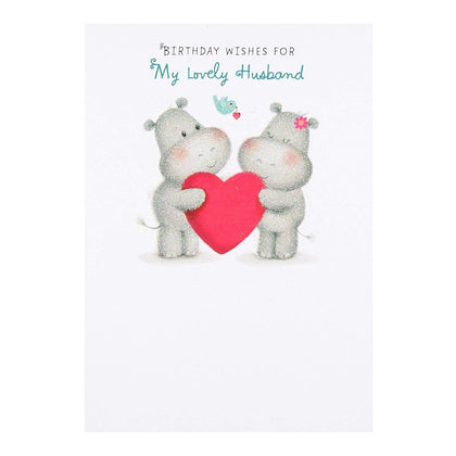 Husband Birthday Cute Bears With Heart Card 