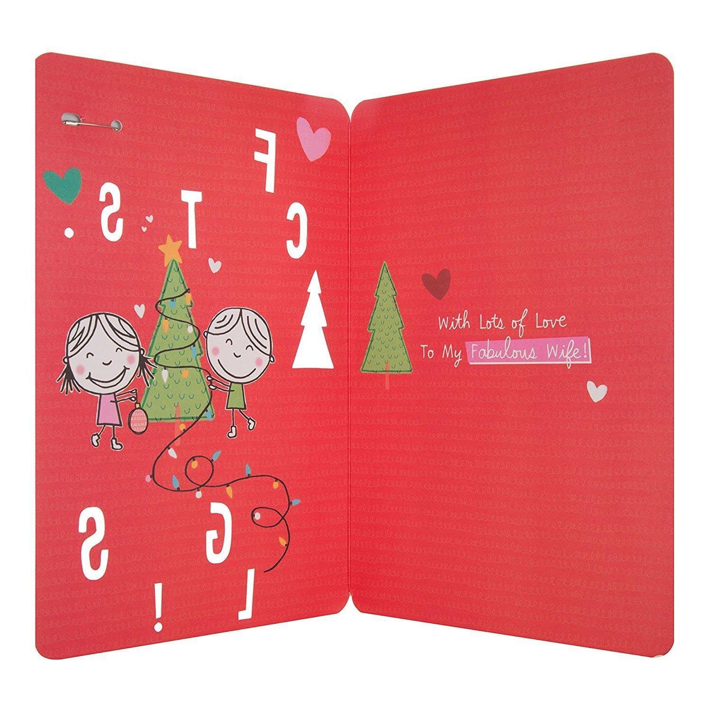 Wife "I Heart Xmas Badge" Humour Cute Christmas Card Large