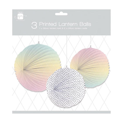 Pack of 3 Printed Lanterns Party Balls