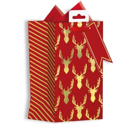 Red Stag Heads Design Christmas Perfume Gift Bag