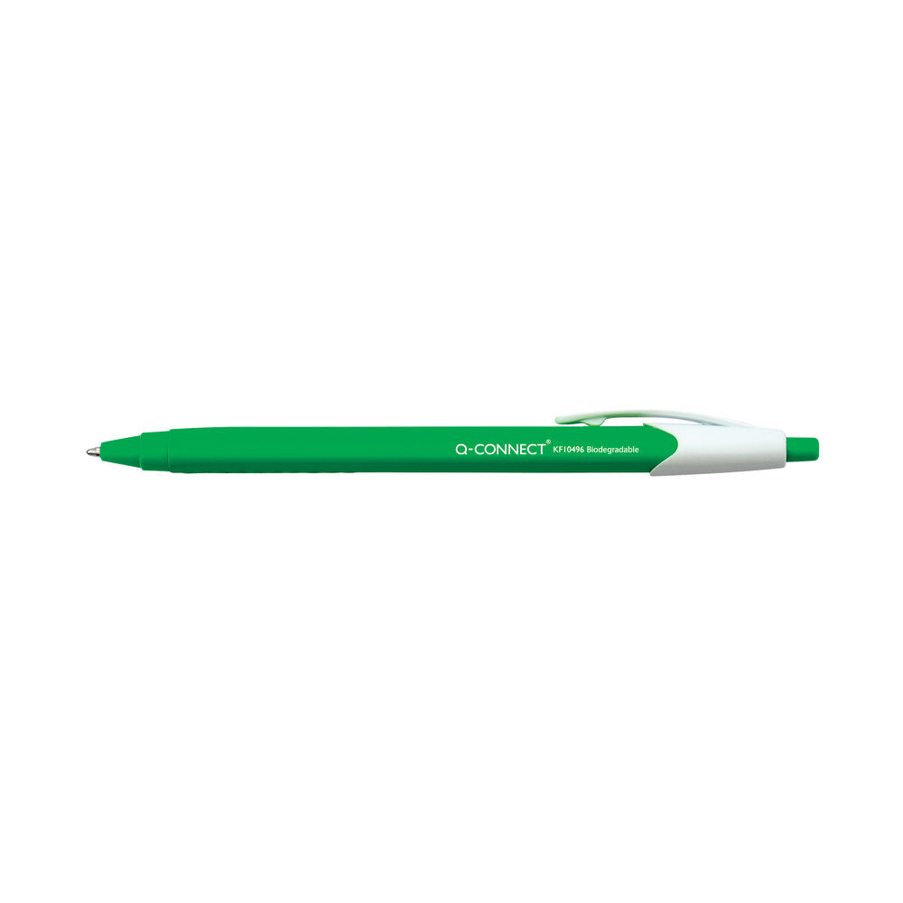 Pack of 12 Q-Connect Biodegradable Retractable Black Ballpoint Pens