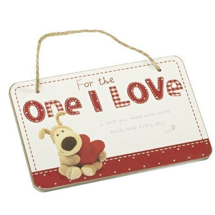 Boofle Wooden Hanging Plaque - For The One I Love