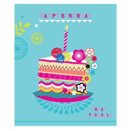 Treat Yourself Cake Design Neon Birthday Card