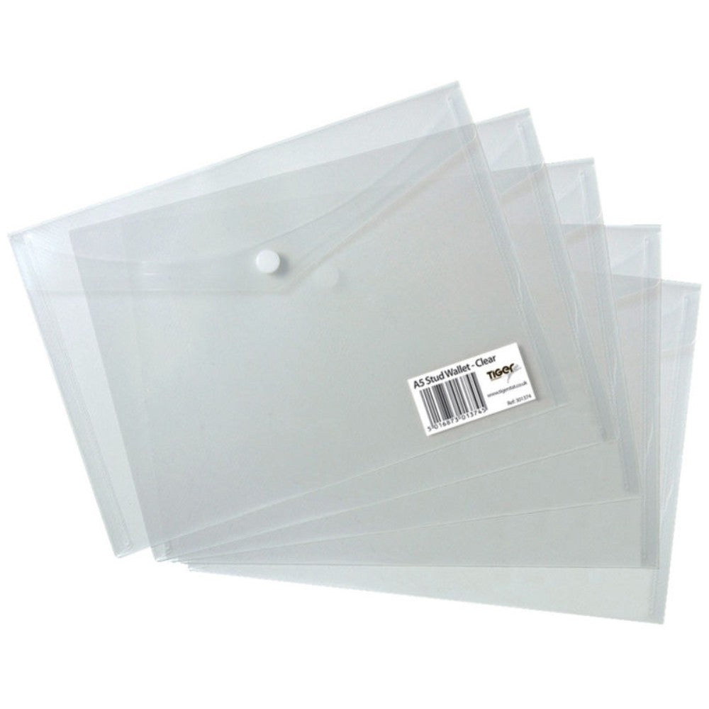 5 x A5 Stud Wallets-Clear
