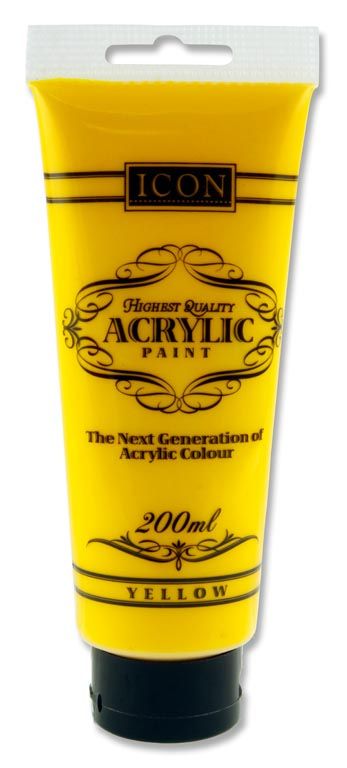 Yellow Acrylic Paint 200ml by Icon Art