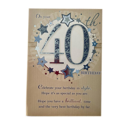 40th Birthday Card For Him Soft Whispers