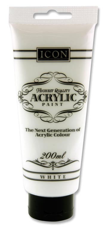 White Acrylic Paint 200ml by Icon Art