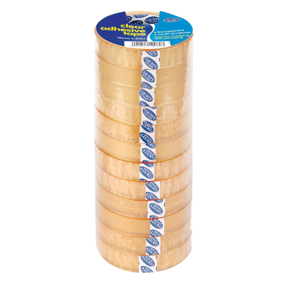 Pack of 12 Clear Adhesive Tape 19mm x 50M