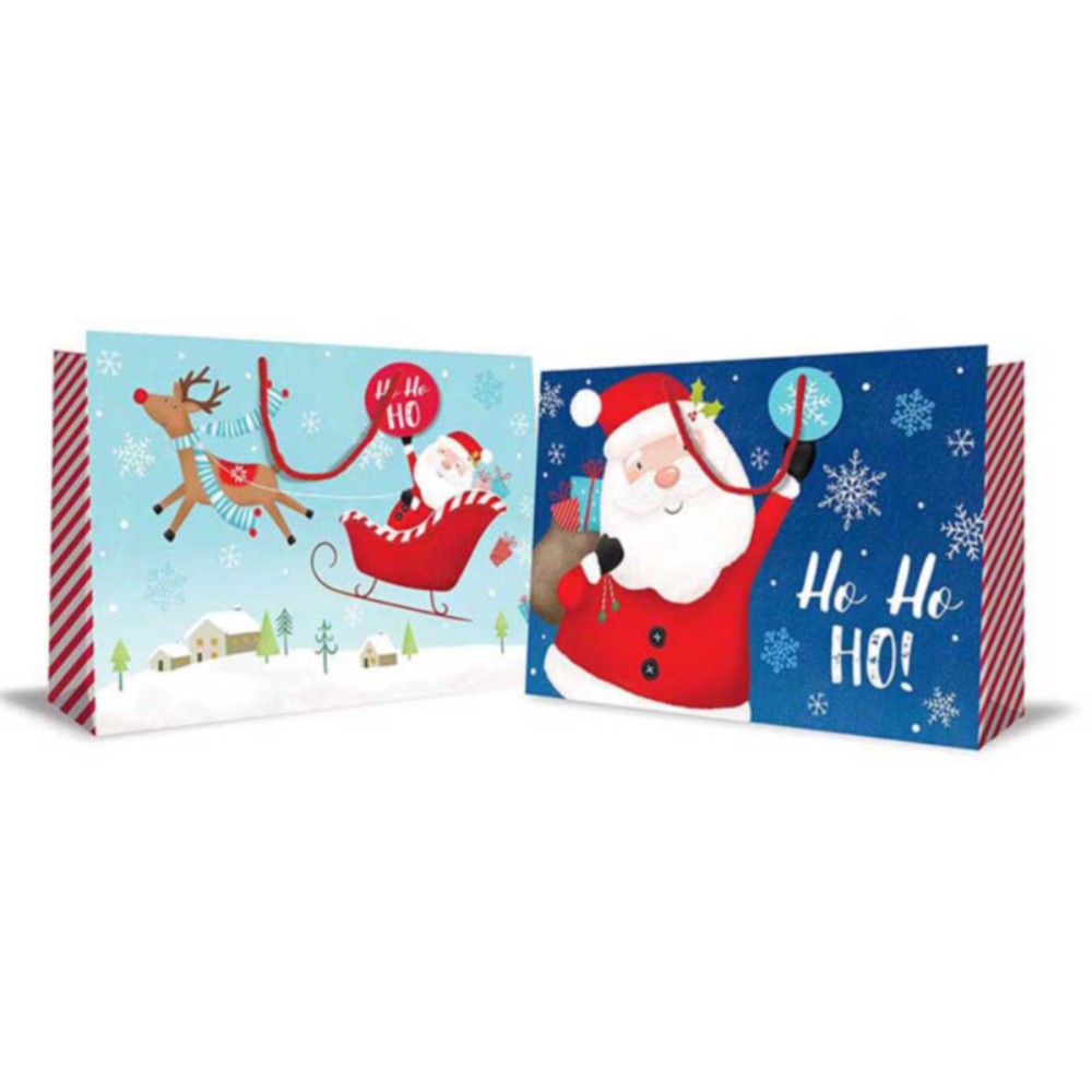 Pack of 12 Super Jumbo Flitter Landscape Christmas Bag Cute Santa