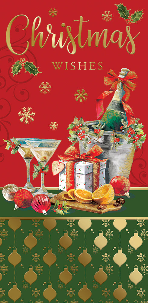 Box of 20 Party Celebrations Design Luxury Slim Christmas Greetings Cards With Envelopes