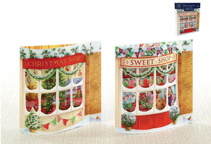 Pack of 10 Special Fold Shop Window Design Christmas Greeting Cards