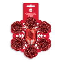 Pack of 7 Pieces Christmas Red Bows and Cop Set