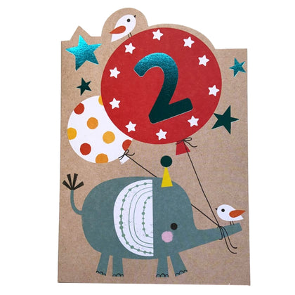 You're 2nd Elephant With Balloons Die Cut Design Birthday Card