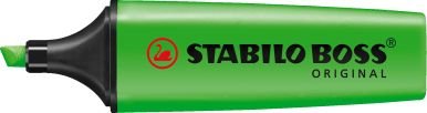 Pack of 3 Green Stabilo Boss Highlighters Fluorescent Colours Water-Based Ink