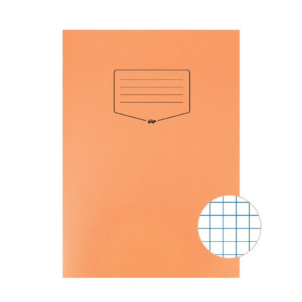 Pack of 100 Tough Shell Covers A4 Orange Exercise Books - 7mm Squares