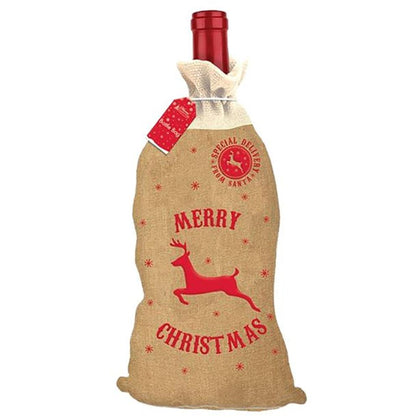 Christmas Hessian Bottle Bag