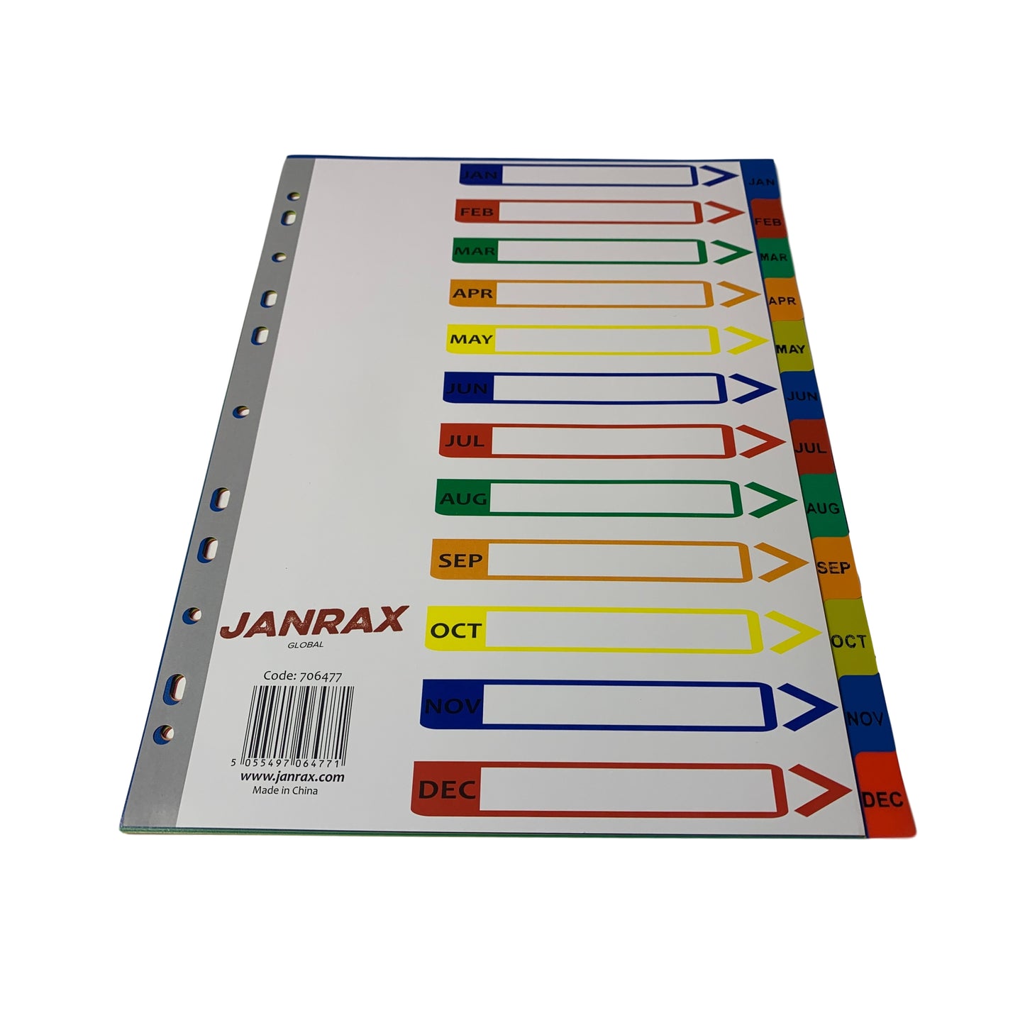 A4 Jan - Dec Month Polypropylene Dividers with Reinforced Index Cover
