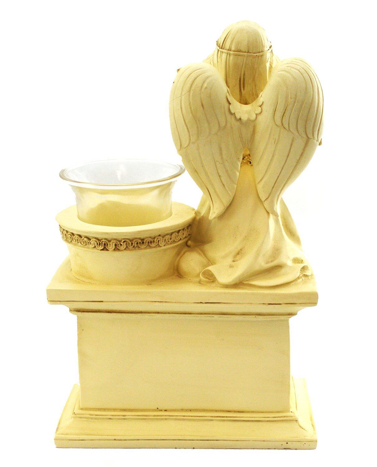 Grandma Graveside Memorial Angel Cherub Praying Kneeling with Glass T Lite Holder