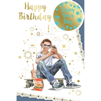 Happy Birthday Enjoy Your Day Open Male Celebrity Style Greeting Card