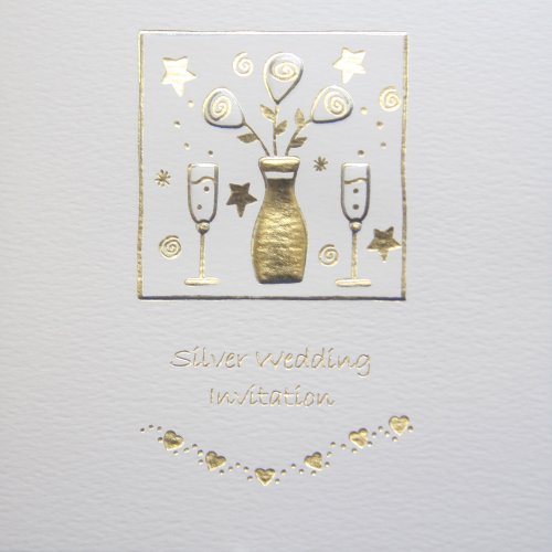 Pack of 5 Silver Wedding Anniversary Invitations
