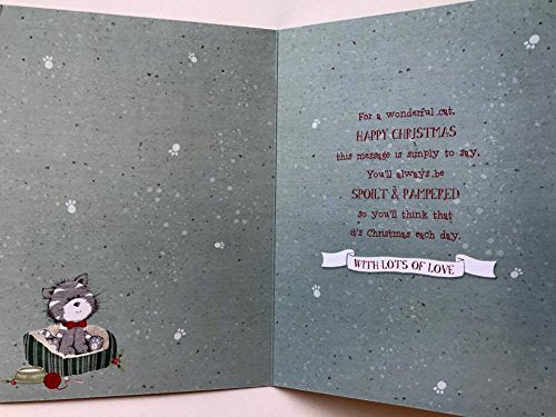 To The Cat Cute Glitter Finish Christmas Greeting Card