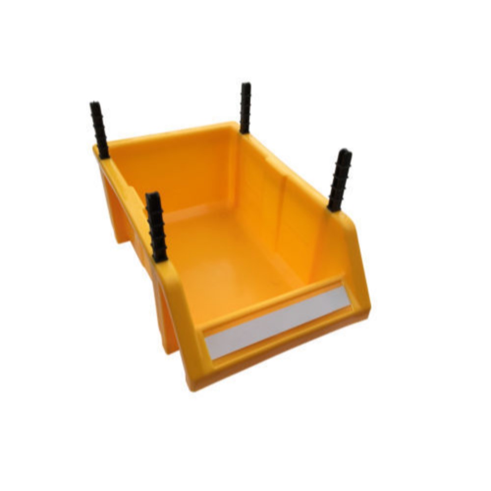 Stackable Yellow Storage Picking Bin with 4 Riser Stands and Label