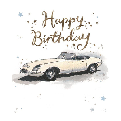 Vintage Car Design Open Male Birthday Card